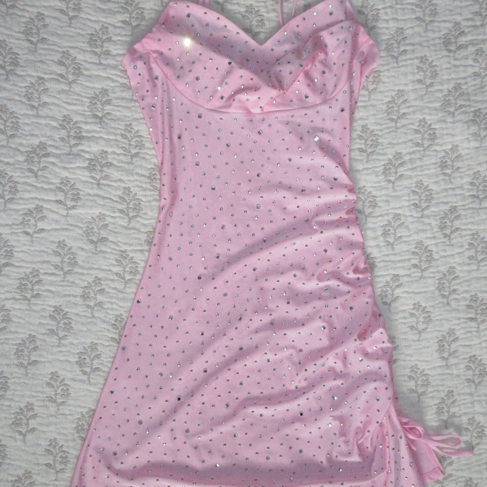 Pink Rhinestone-Embellished Dress